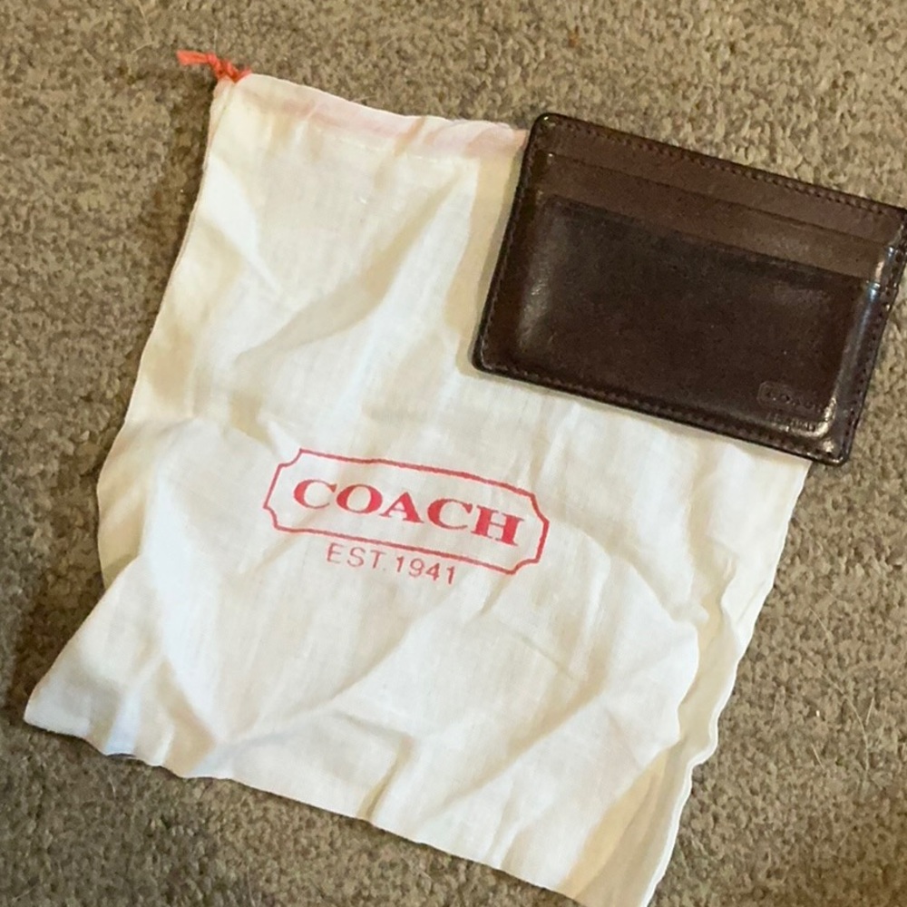 Coach Dark Brown Leather Card Holder - Picture 3 of 3